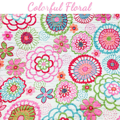 Cozy Line Mariah Pink Floral Girl Quilt Bedding Set