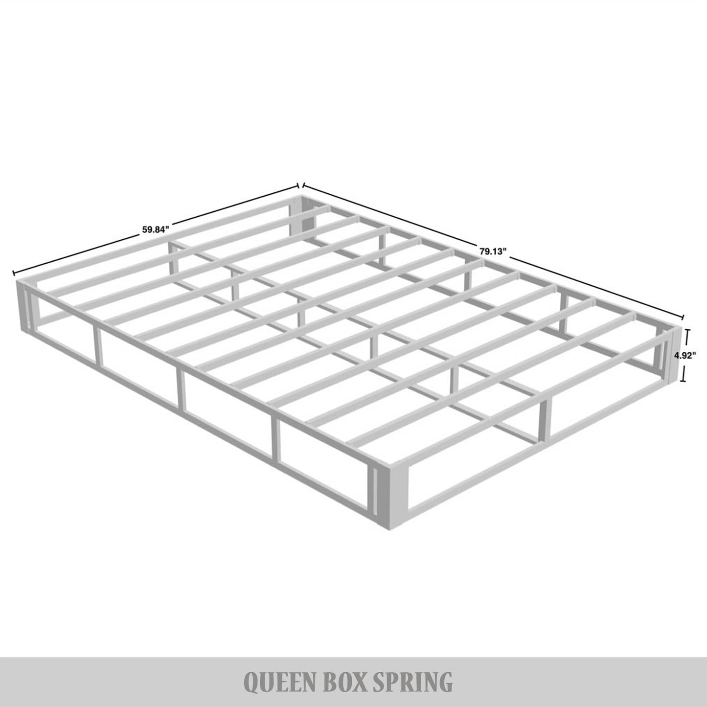 CraftPorch 5-Inch Metal Box Spring with Warm Grey Linen Cover