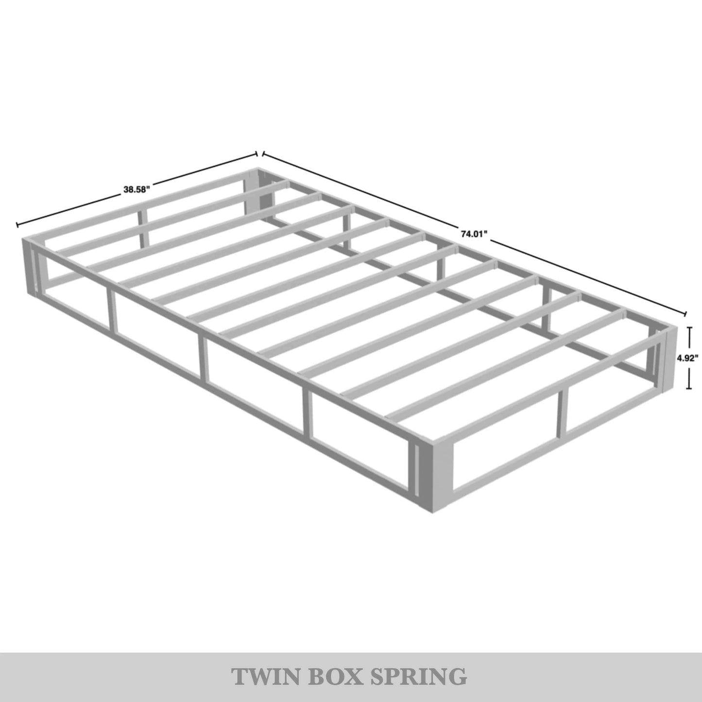 CraftPorch 5-Inch Metal Box Spring with Warm Grey Linen Cover