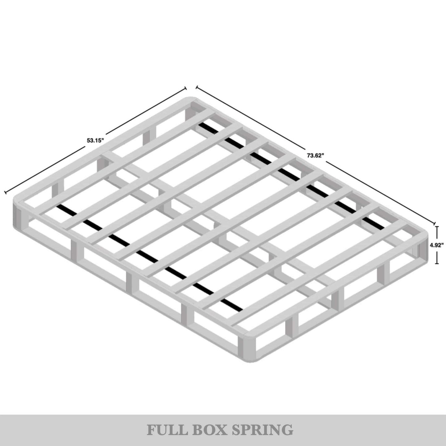 CraftPorch Solid Wood 5-Inch Box Spring Foundation with Wood Slats with Warm Grey Linen Cover