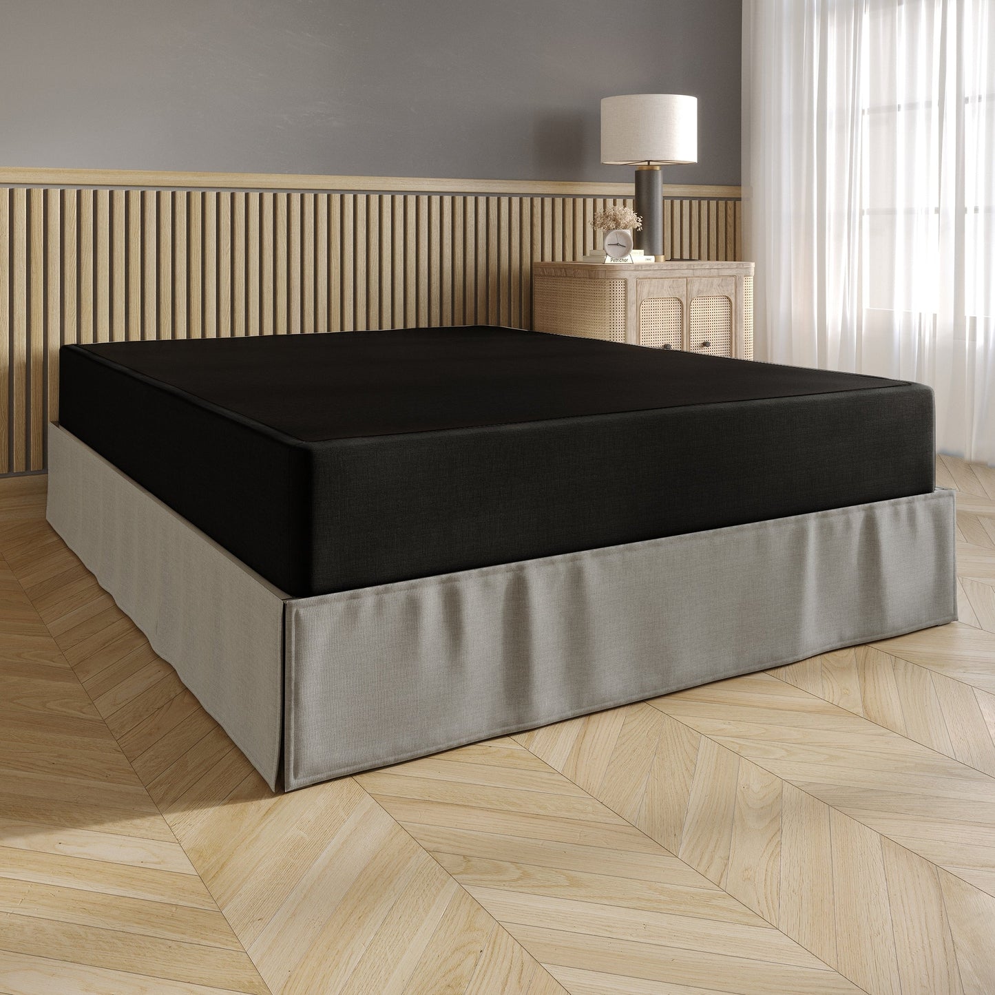 CraftPorch Upholstered Linen Metal Box Spring