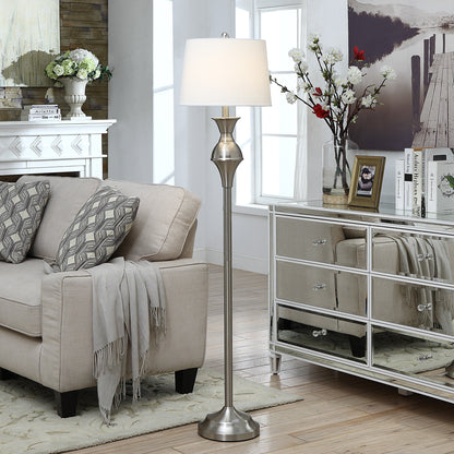 Crestview Collection Murray 60 Silver Metal Floor Lamp - 14x14x60.5