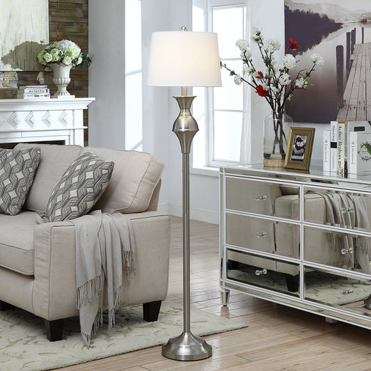 Crestview Collection Murray 60 Silver Metal Floor Lamp - 14x14x60.5