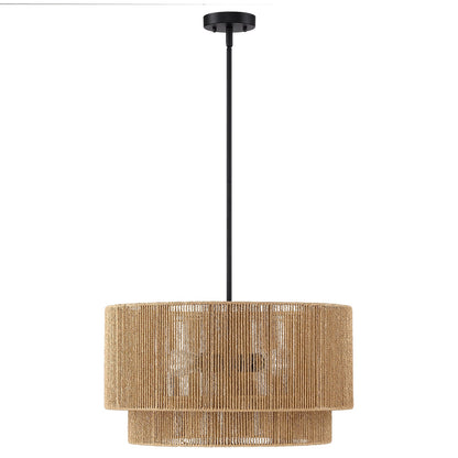 Cynthia 4-Light Natural Rattan Drum Chandelier Light - 22''W