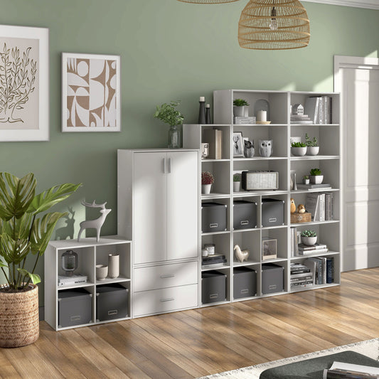 DH BASIC Modern Wood Customizable Stackable Storage Organizer - Cube Shelves, Drawer Cabinet, Bookcase with Doors by Denhour