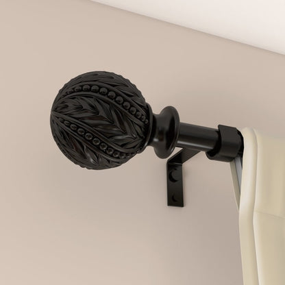 Debuono Black Adjustable Curtain Rod with Final Set