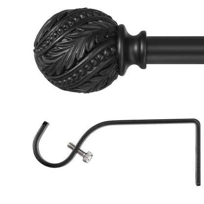 Debuono Black Adjustable Curtain Rod with Final Set