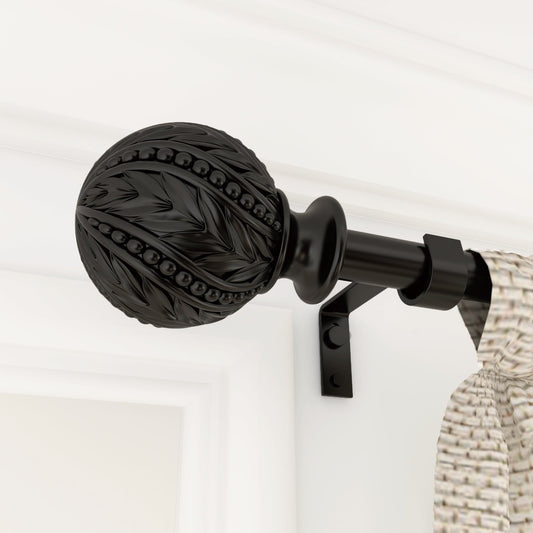 Debuono Black Adjustable Curtain Rod with Final Set