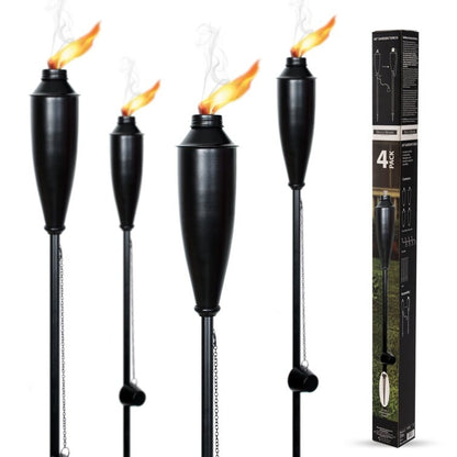Deco Home Set of 4 Garden Tiki Torch Citronella Metal Outdoor Torch - 60inch