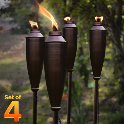 Deco Home Set of 4 Garden Tiki Torch Citronella Metal Outdoor Torch - 60inch