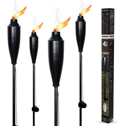 Deco Home Set of 4 Garden Tiki Torch Citronella Metal Outdoor Torch - 60inch