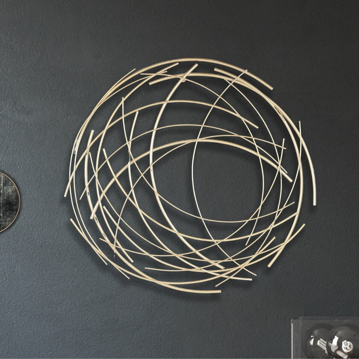 Denine Metal Gold Large Abstract Round Wall Art