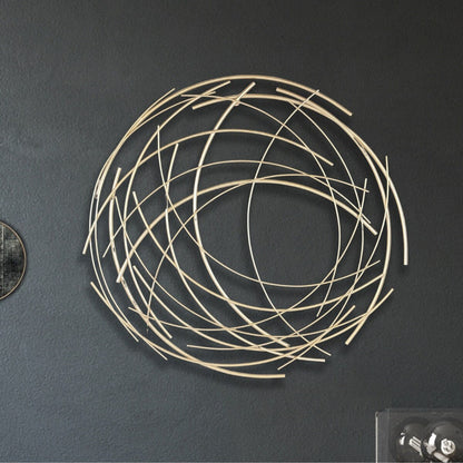 Denine Metal Gold Large Abstract Round Wall Art
