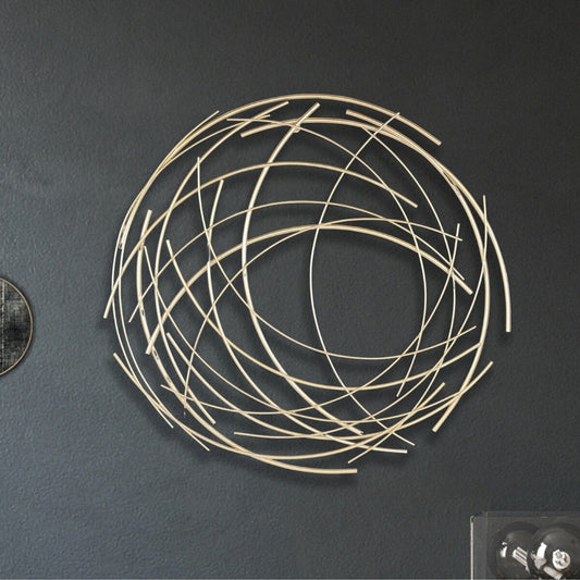 Denine Metal Gold Large Abstract Round Wall Art