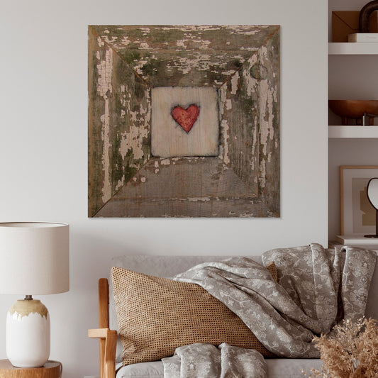 Designart 'Hearts' Desire Distressed White' Vintage Wood Wall Art Décor - Natural Pine Wood
