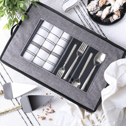 StorageBud Dinnerware Storage Containers - Stackable Holders for Plates, Cups, Flatware, Stemware, & Platter Sets