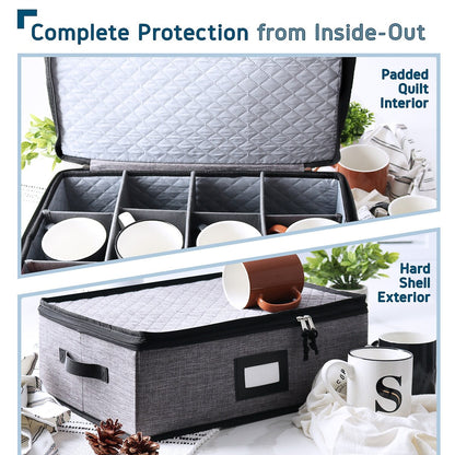 StorageBud Dinnerware Storage Containers - Stackable Holders for Plates, Cups, Flatware, Stemware, & Platter Sets