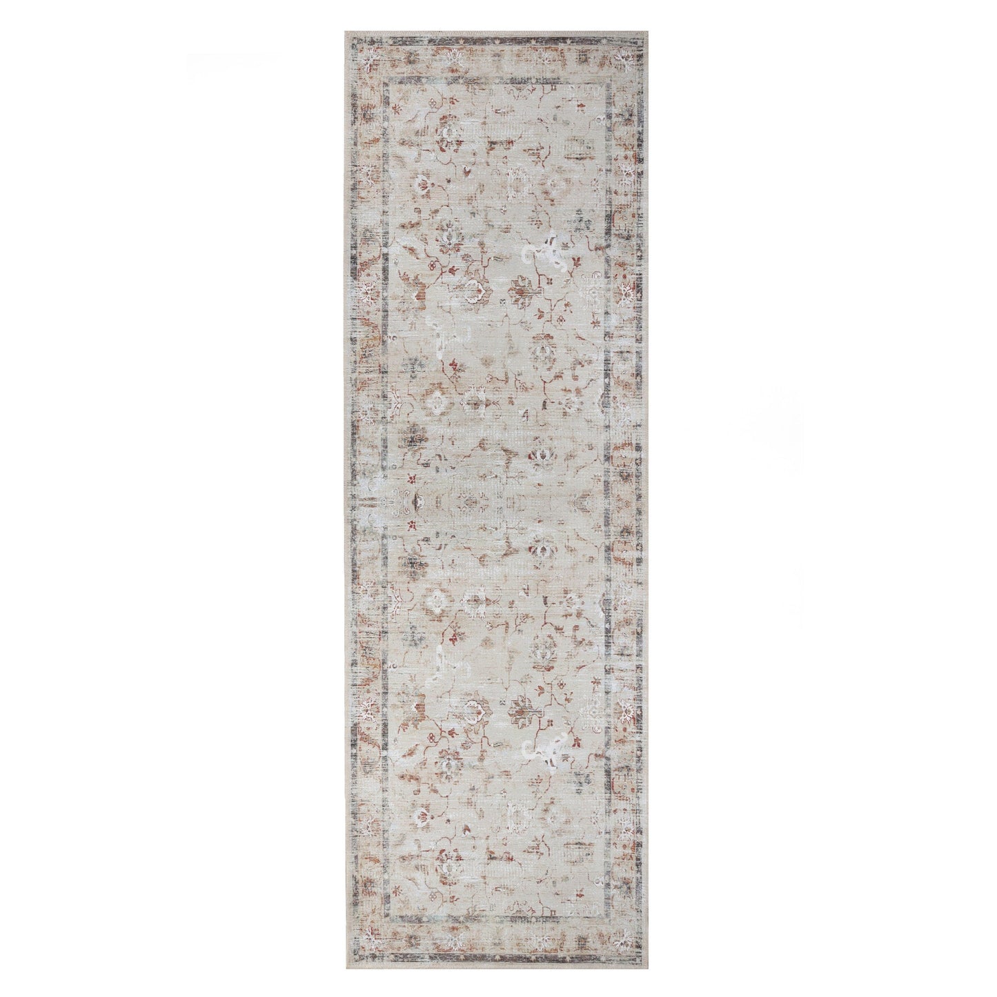 Superior Swan Floral Non-Slip Machine Washable Indoor Area Rug or Runner