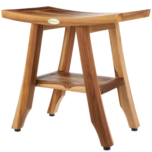 EcoDecors, Bench, Shower Stool, Shower Seat, Shower Chair for Inside Shower, Small Bench, Teak Shower Bench, Shower Foot Rest
