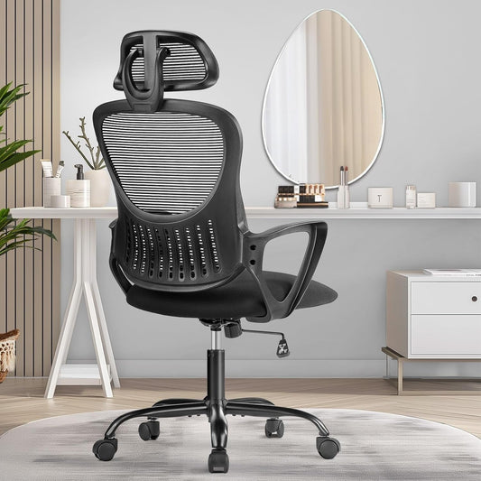 Ergonomic Mesh Office Chair, High Back Desk Chair with Armrests, Lumbar Support, Swivel Computer Task Chair