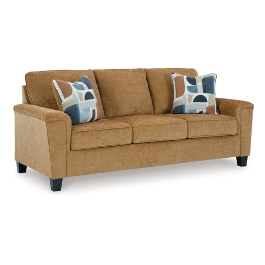 Canapé Erin, 2 coussins décoratifs, 226 cm, peluche en polyester marron clair