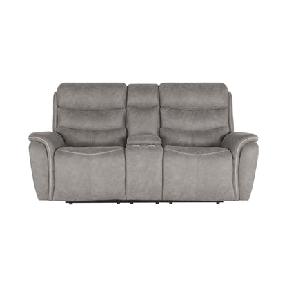 Canapé inclinable électrique Folu, 76 pouces, revêtement en tissu gris, ports USB