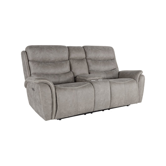 Canapé inclinable électrique Folu, 76 pouces, revêtement en tissu gris, ports USB