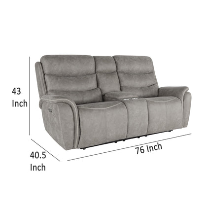 Canapé inclinable électrique Folu, 76 pouces, revêtement en tissu gris, ports USB