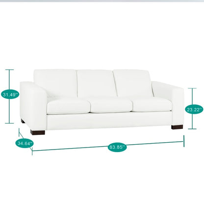Canapé surdimensionné en cuir véritable - Confort ultime Canapé de salon milieu du siècle Canapé moderne avec pieds en blocs robustes