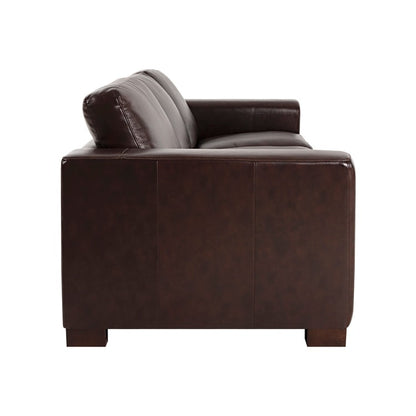 Canapé surdimensionné en cuir véritable - Confort ultime Canapé de salon milieu du siècle Canapé moderne avec pieds en blocs robustes