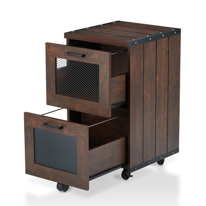 Rustic Walnut Window 2-Drawer Wood File Cabinet by Furniture of America