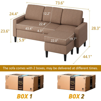 Canapé sectionnel convertible Futzca 74, petit canapé en L