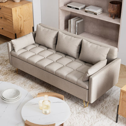 Canapé 3 places en cuir GIMMYFIVE avec coussin, canapé de salon