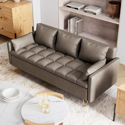 Canapé 3 places en cuir GIMMYFIVE avec coussin, canapé de salon