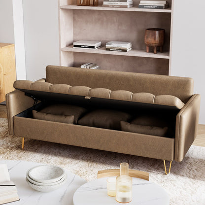 Canapé 3 places en cuir GIMMYFIVE avec coussin, canapé de salon