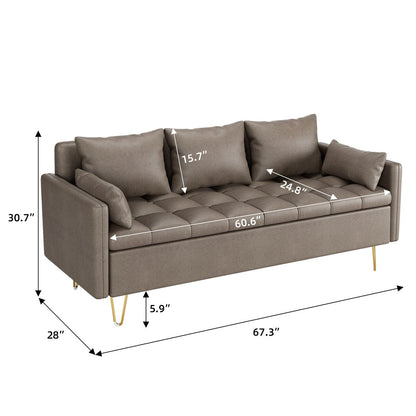 Canapé 3 places en cuir GIMMYFIVE avec coussin, canapé de salon
