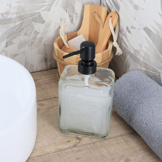 vintage Glass Soap Dispenser PURE SOAP 18 FL OZ - 18 Fl Oz