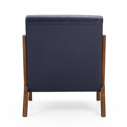 Glitzhome 30.75H Mid-Century Modern PU Leather Armchair Accent Chair with Pillow - 25.75W x 33.75D x 30.75H
