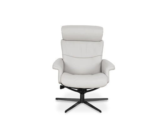 Fauteuil inclinable et ottoman en cuir Leif