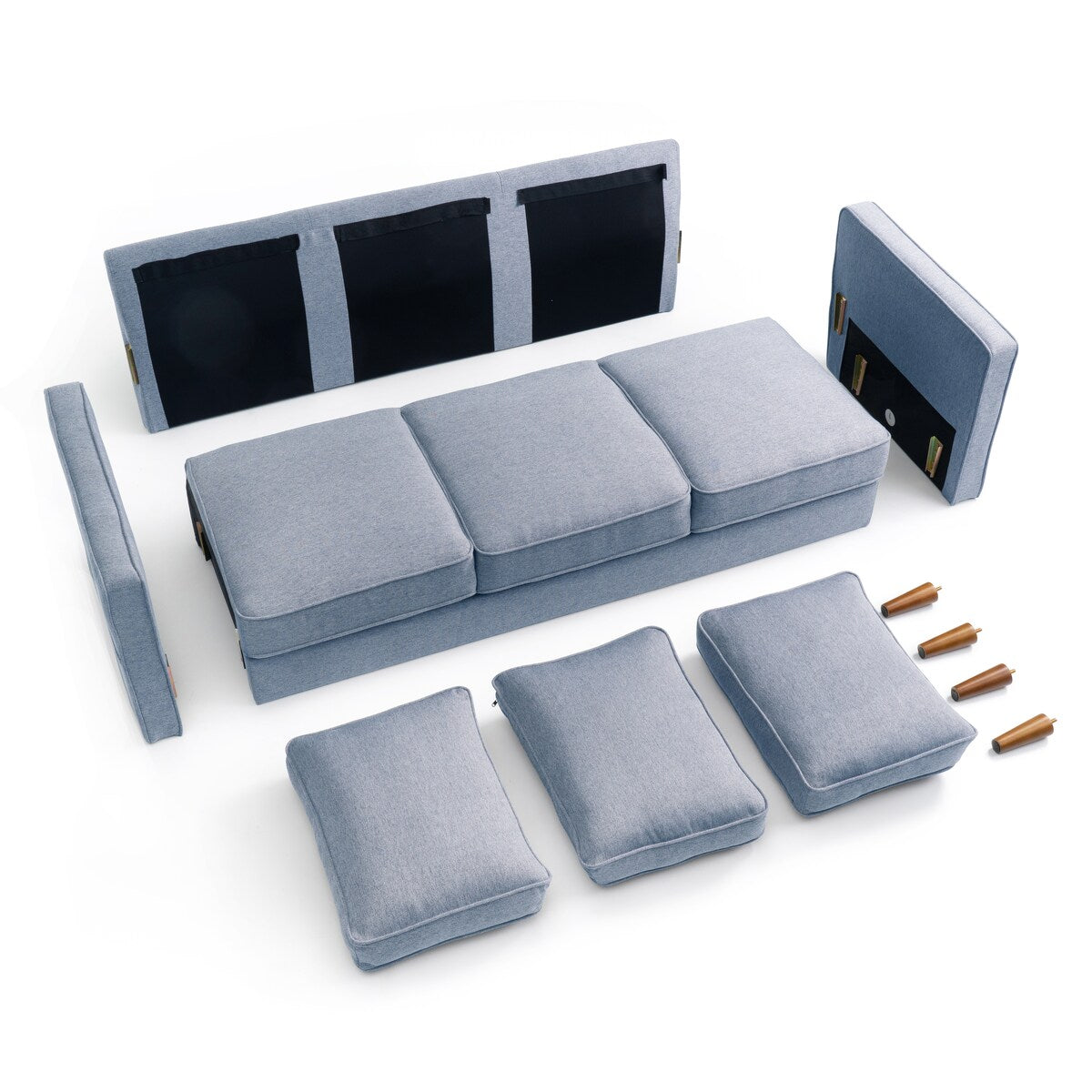 Canapé moderne en lin HANA avec accoudoirs à poches par Crown Comfort