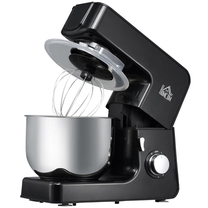 HOMCOM Stand Mixer with Splash Guard, Electric Hand Mixer Set with 6 qt. Large Mixing Bowl - 15 x 7.25 x 13.5
