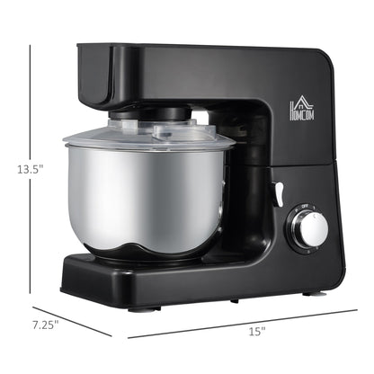 HOMCOM Stand Mixer with Splash Guard, Electric Hand Mixer Set with 6 qt. Large Mixing Bowl - 15 x 7.25 x 13.5