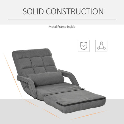 Canapé-lit convertible HOMCOM, fauteuil inclinable rembourré avec coussin pour salon, chambre à coucher, gris