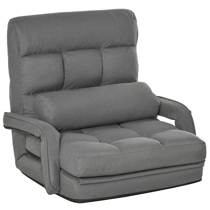 Canapé-lit convertible HOMCOM, fauteuil inclinable rembourré avec coussin pour salon, chambre à coucher, gris