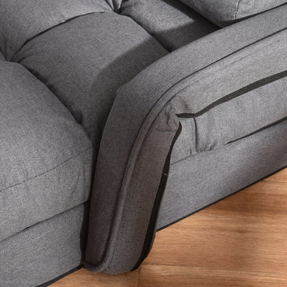 Canapé-lit convertible HOMCOM, fauteuil inclinable rembourré avec coussin pour salon, chambre à coucher, gris