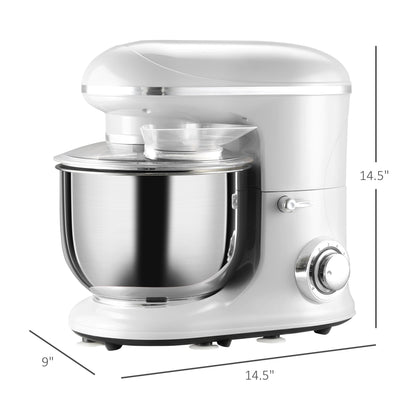 HOMCOM Stand Mixer with Splash Guard, Electric Hand Mixer Set with 6 qt. Large Mixing Bowl - 14.5 x 9 x 14.5