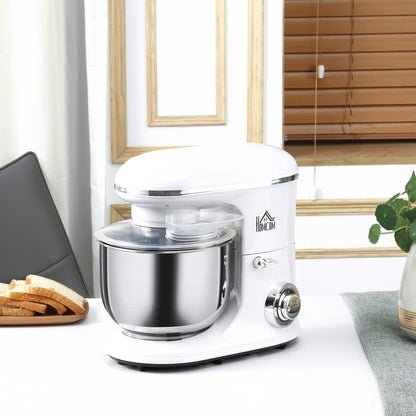 HOMCOM Stand Mixer with Splash Guard, Electric Hand Mixer Set with 6 qt. Large Mixing Bowl - 14.5 x 9 x 14.5