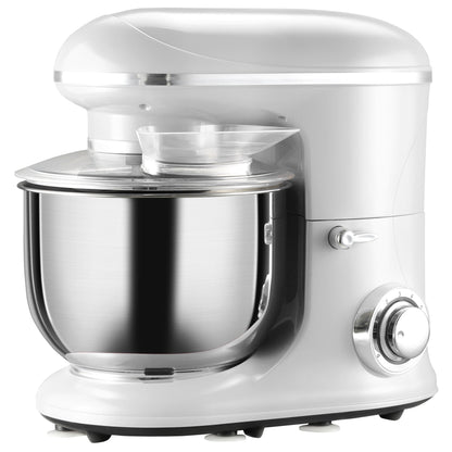 HOMCOM Stand Mixer with Splash Guard, Electric Hand Mixer Set with 6 qt. Large Mixing Bowl - 14.5 x 9 x 14.5
