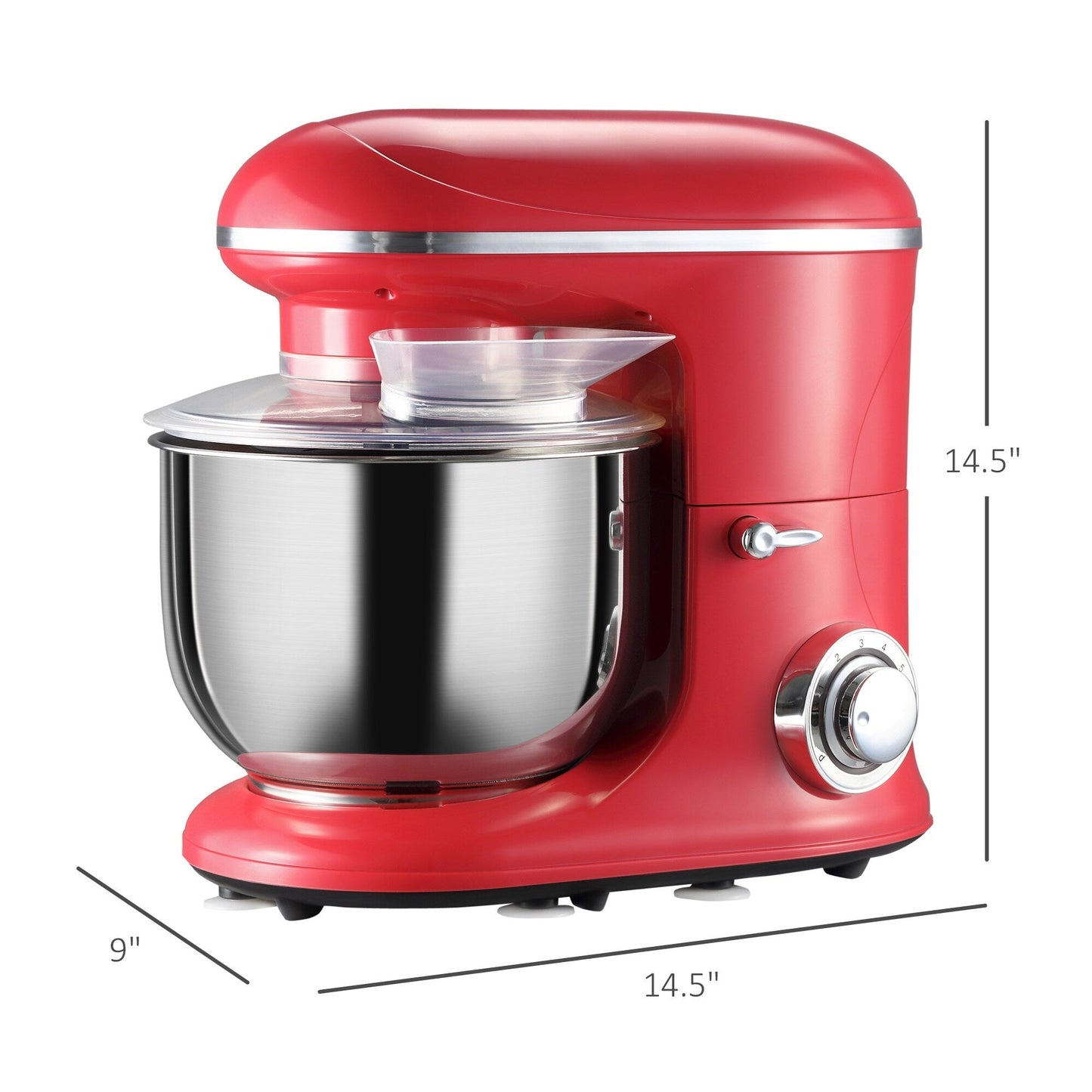 HOMCOM Stand Mixer with Splash Guard, Electric Hand Mixer Set with 6 qt. Large Mixing Bowl - 14.5 x 9 x 14.5