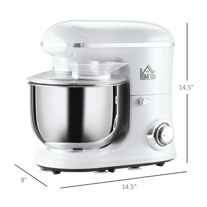 HOMCOM Stand Mixer with Splash Guard, Electric Hand Mixer Set with 6 qt. Large Mixing Bowl - 14.5 x 9 x 14.5